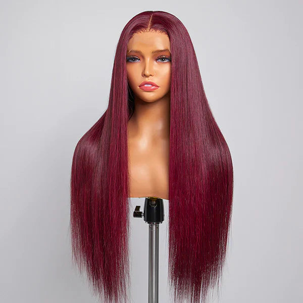 5x5 Burgundy Closure Wig