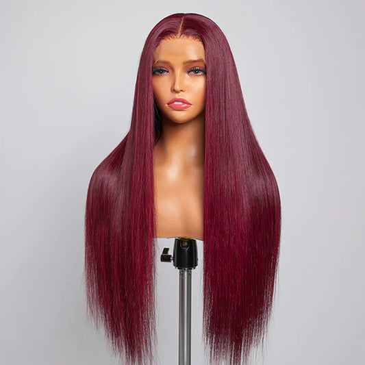 5x5 Burgundy Closure Wig